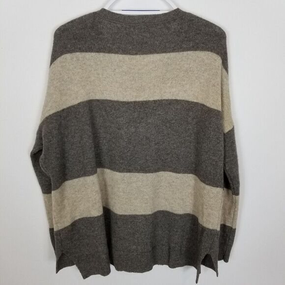 Vince Women Yak Wool Blend Oversized Rugby Stripe Crewneck Sweater Size M - Picture 2 of 5